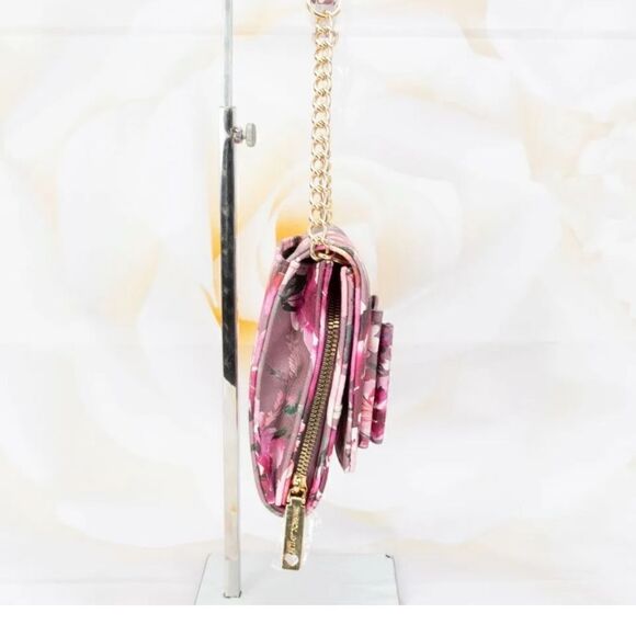 Betsey Johnson XODANI Crossbody Bag Wallet Floral Bow NWT pink flowers - Picture 4 of 15
